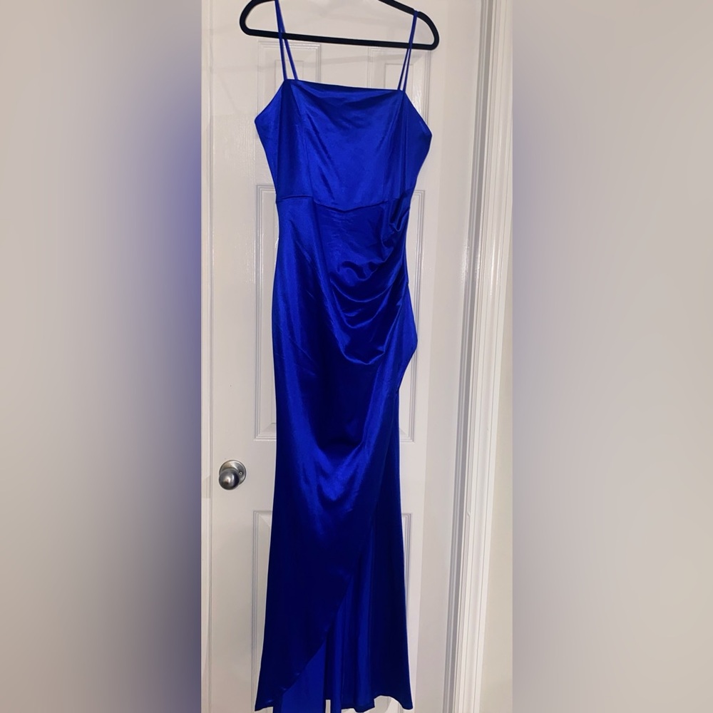 EMERALD SUNDAE ROYAL BLUE SATIN ELEGANT FORMAL PROM DRESS